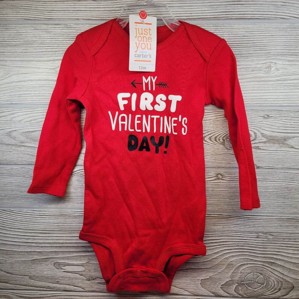 My First Valentines Day‎ Baby Bodysuit 12M Just One You Carters Red Long Sleeve